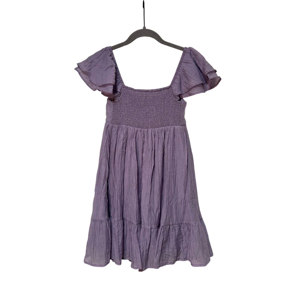 Rewind Lavender Mini Dress XS Flutter Sleeve Smocked Cottagecore Babydoll Boho - Picture 8 of 9